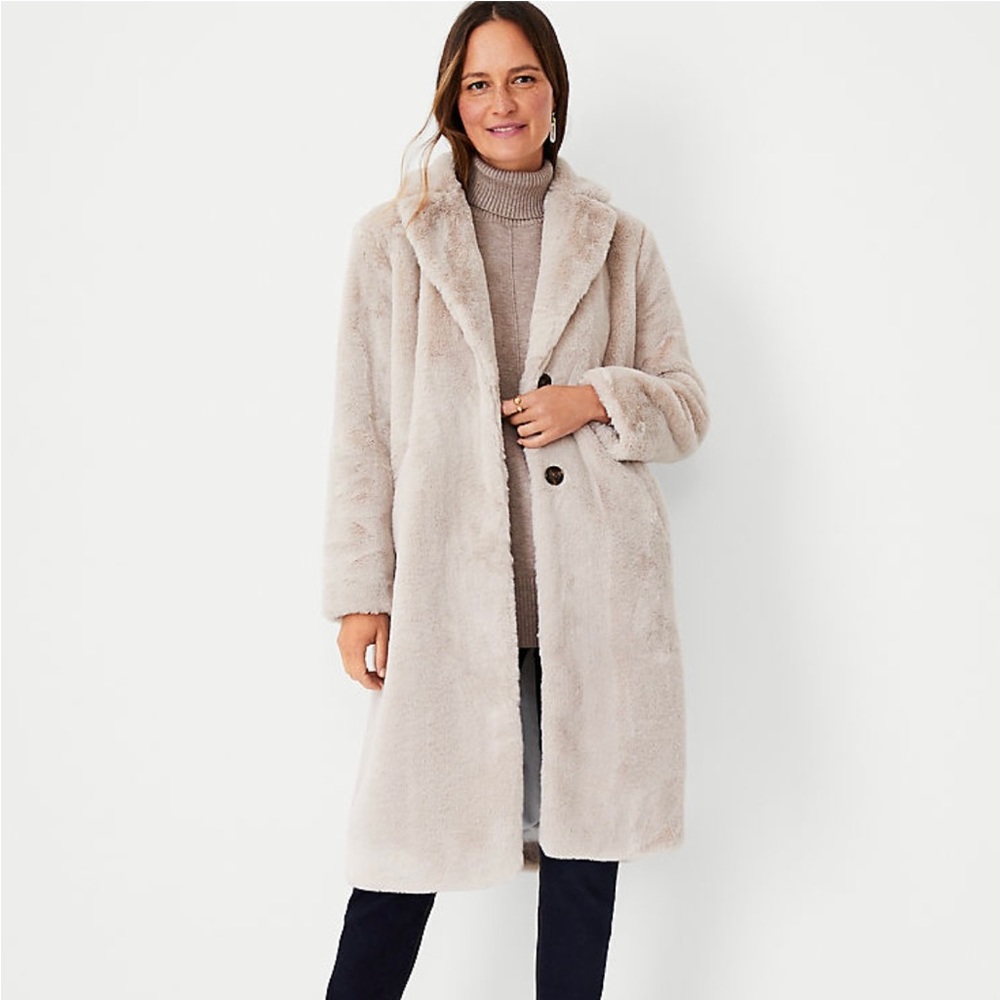 Ann Taylor Faux Fur Cacoon Coat Size XSP